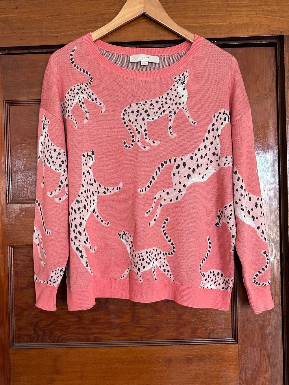 Loft Animal Cheetah Print Sweater Size Medium Leopard Cats School Casual Teacher